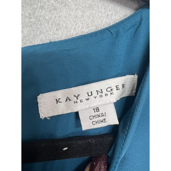 Kay Unger Megan Jewel Neck Column Gown in Baltic Blue New $298 Plus ~Size 18 - Picture 8 of 16